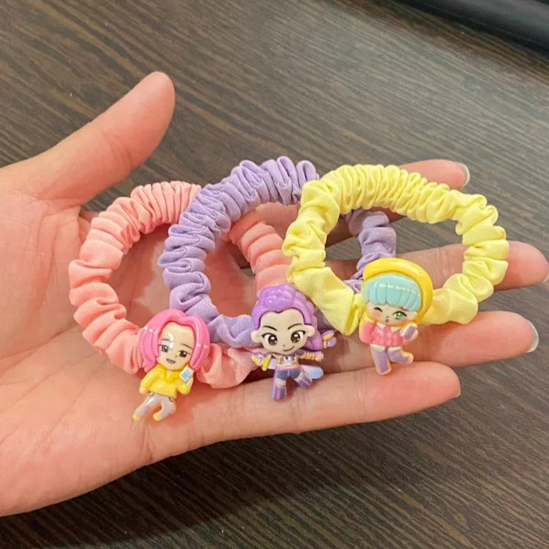 6 Pcs Cartoon Hair Ties Set for Women Girls - Kawaii Anime Ponytail Holders