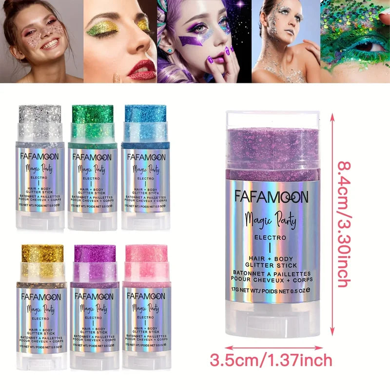 Body Glitter Stick for Face & Body - Holographic Mermaid Face Glitter Rave Festival