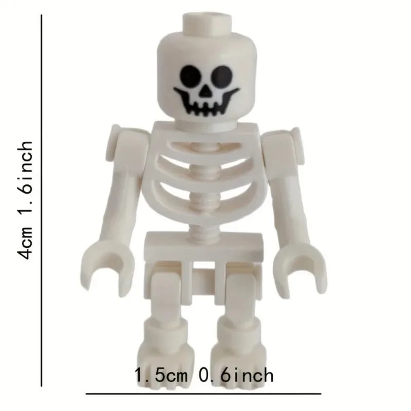 Halloween Skeleton Building Blocks Set - Mini Ninja Bone Figures for Kids