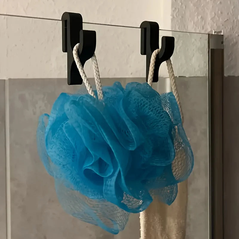 3pcs Shower Door Hooks Frameless Glass Hooks for Towels Pajamas Bathrobes - Black & White
