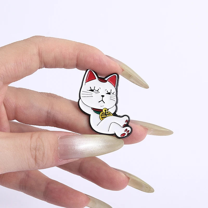 Anime Dandadan Turbo Granny Cat Enamel Lapel Pins - Lucky Running Cat Brooches for Jewelry & Gifts