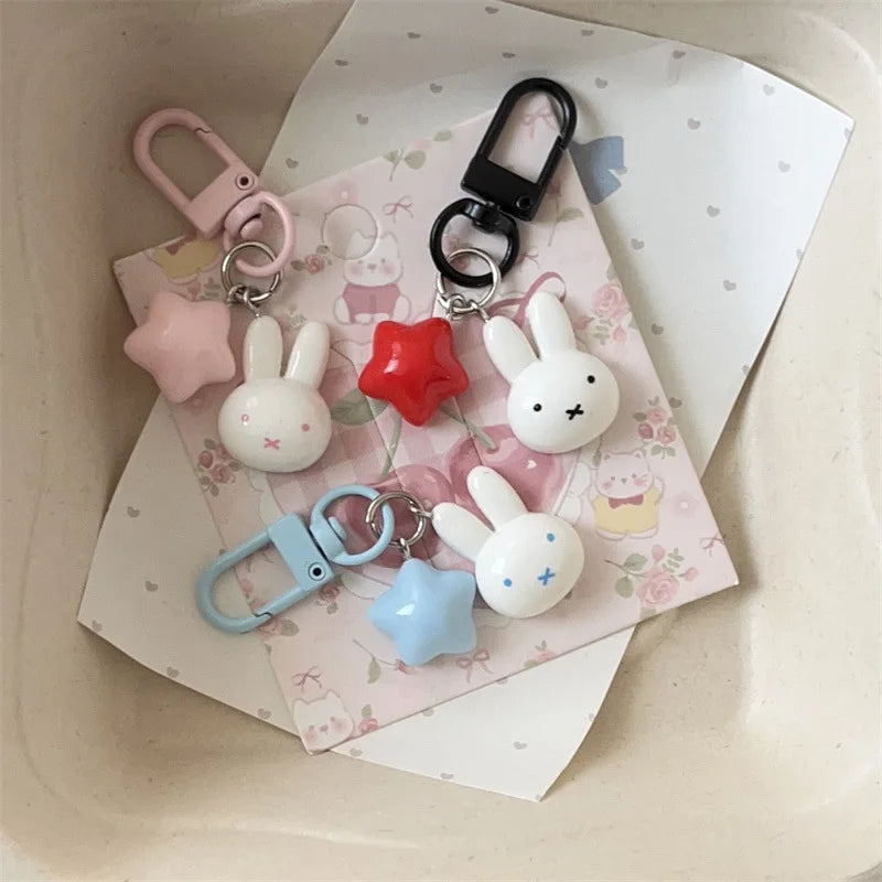 Kawaii Miffy Rabbit Keychain Cartoon Star Bag Charm for Gifts & Accessories