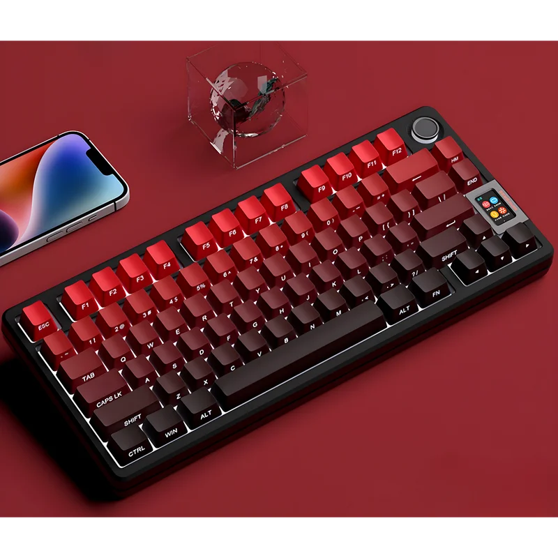 Mechanical Keyboard Keycaps Set 136 Keys PBT Side Engraved Red Black Gradient