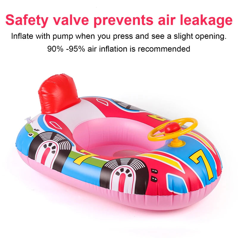 Kids Car-Shaped Inflatable Pool Float Ring Seat for Summer Water Play