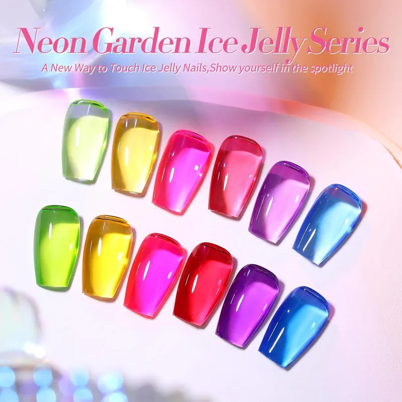 Jelly Gel Nail Polish Set - Colorful Translucent UV LED Curable Nail Art Kit