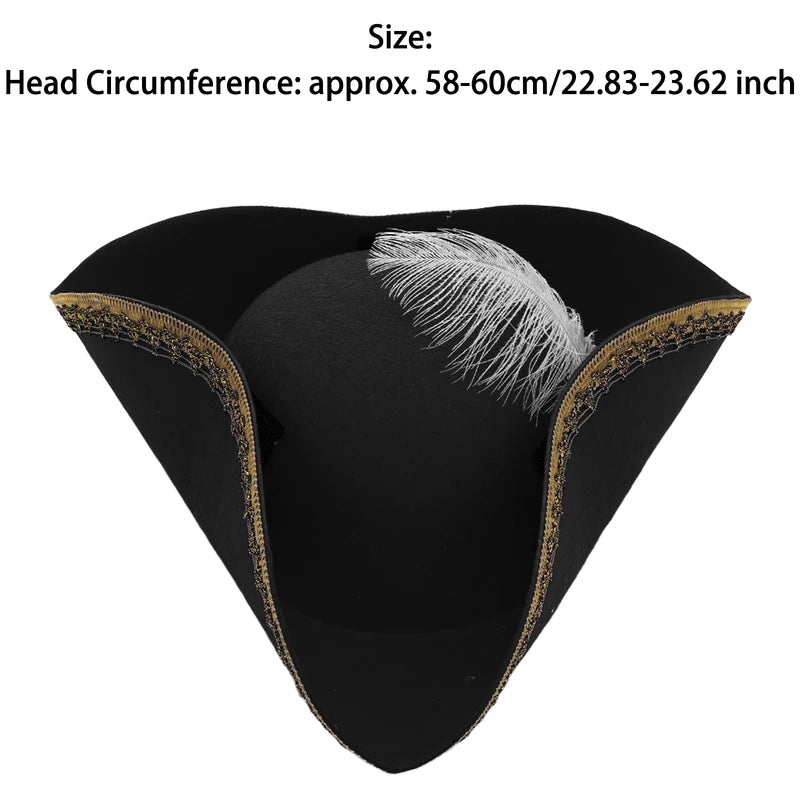Pirate Costume Hat with Metallic Brim for Halloween Cosplay & Masquerade