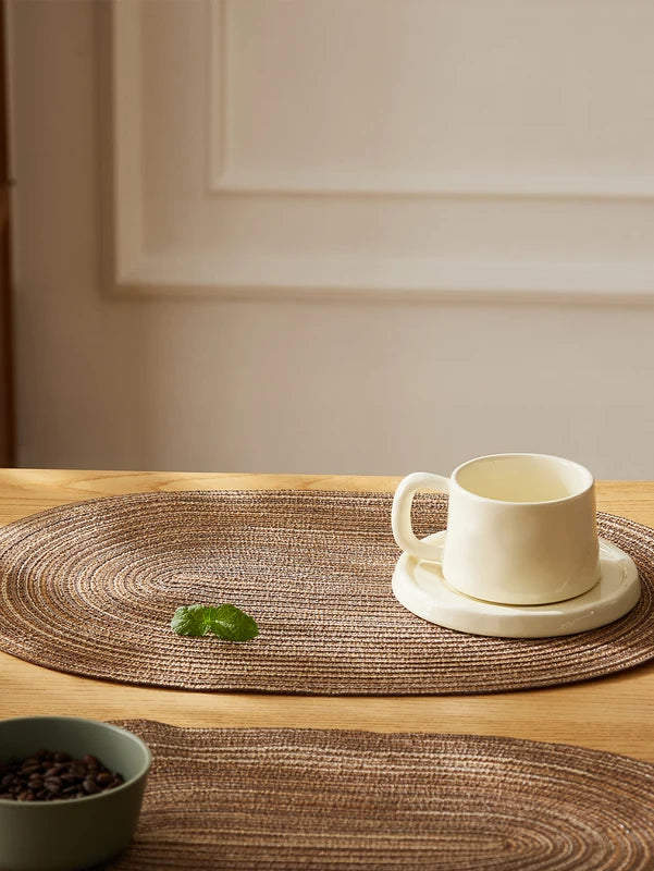 4PCS Oval Cotton Braided Table Mats Non-Slip Washable Coasters for Dining & Kitchen