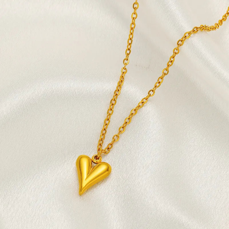 5pcs Stainless Steel 18K Gold Color Heart Pendant for DIY Jewelry Making