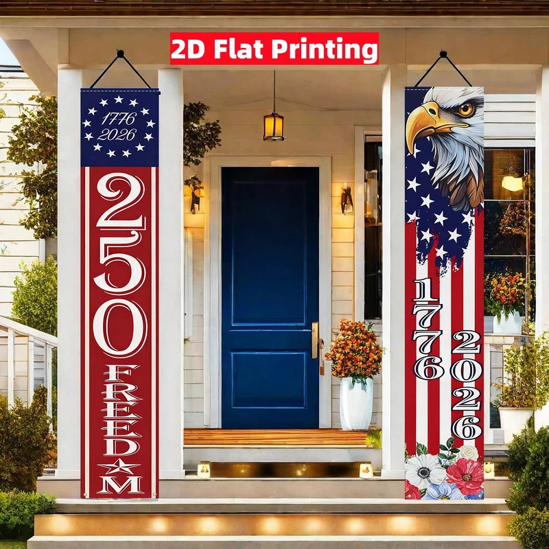 American Independence Day 250th Anniversary Flag Banners - Eagle & US Flag Decor