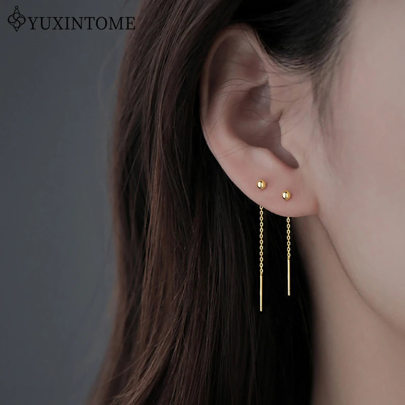 Sterling Silver Ear Wire Stud Earrings Small Round Bead Jewelry for Pierced Ears