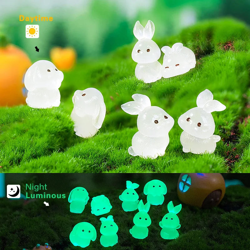 Easter Rabbit Figurine Set - Cute DIY Home Decor for Fairy Garden & Miniature Displays