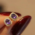 Elegant Red Cubic Zirconia Stud Earrings in Gold Tone - Wedding Jewelry for Women