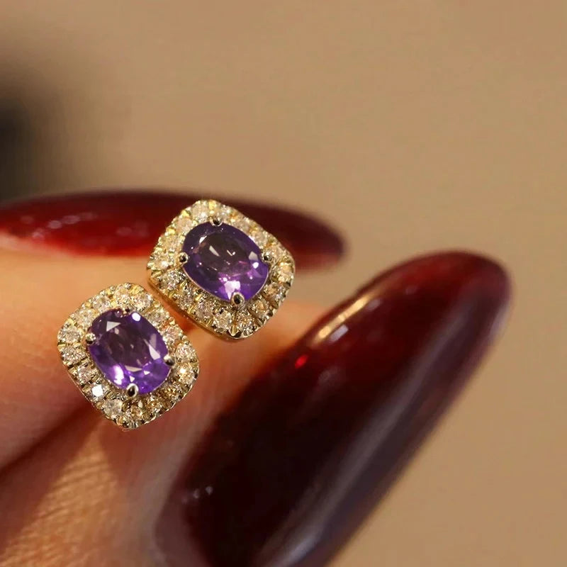 Elegant Red Cubic Zirconia Stud Earrings in Gold Tone - Wedding Jewelry for Women