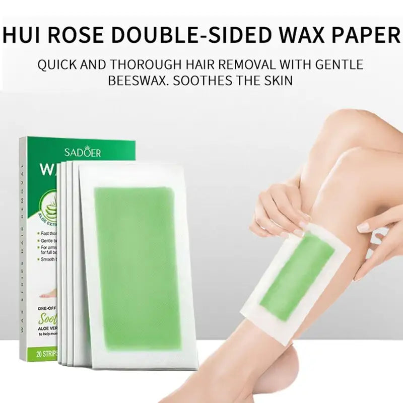 Hair Removal Wax Strips for Face & Body - Double Sided Cold Wax Paper, 20 Sheets