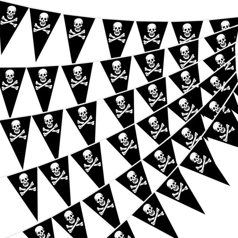 Black Skull Halloween Pennant Banner - Ghost Festival Party Decorations