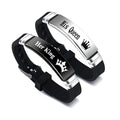 Minimalist Couple Bracelets Set - Stainless Steel Adjustable Silicone Strap Gift