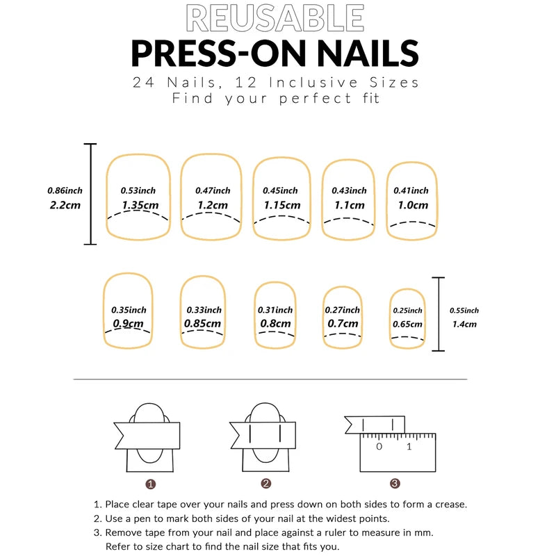 120PCS Press-On French Fake Nails Set - Reusable Solid Color Acrylic Nails for DIY Nail Art