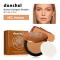 Bronze Compact Powder with Mirror - Long-Lasting Matte Finish Face Powder for Natural Skin Tone