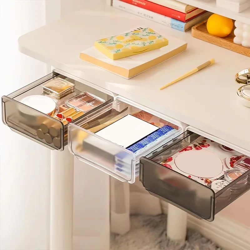 Under-Desk Pull-Out Drawer Storage Box - No-Drill Invisible Organizer