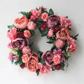 Artificial Peony Wreath Door Decoration - 40cm Silk Flower Wall Hanging for Wedding & Home Decor