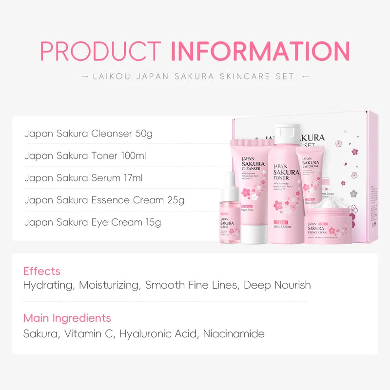 Moisturizing Skin Care Set with Pore & Fine Line Reduction - 5-Piece Korean Gift