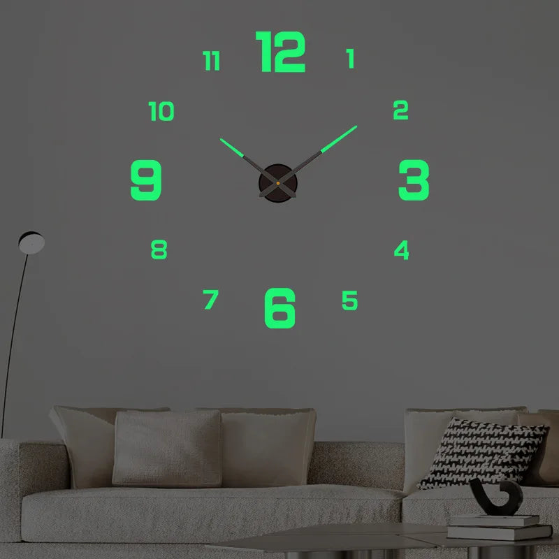 DIY Frameless 3D Luminous Wall Clock - Silent Modern Digital Wall Decor