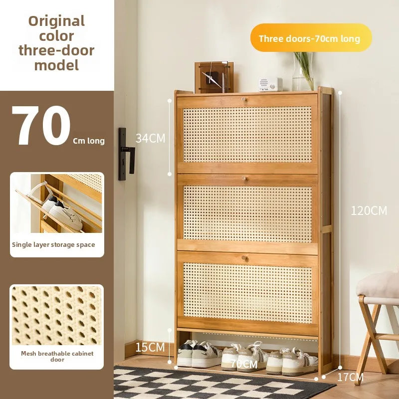 Ultra-Thin Shoe Cabinet with Tipping Bucket for Entryway Storage - Large Capacity, Simple Design