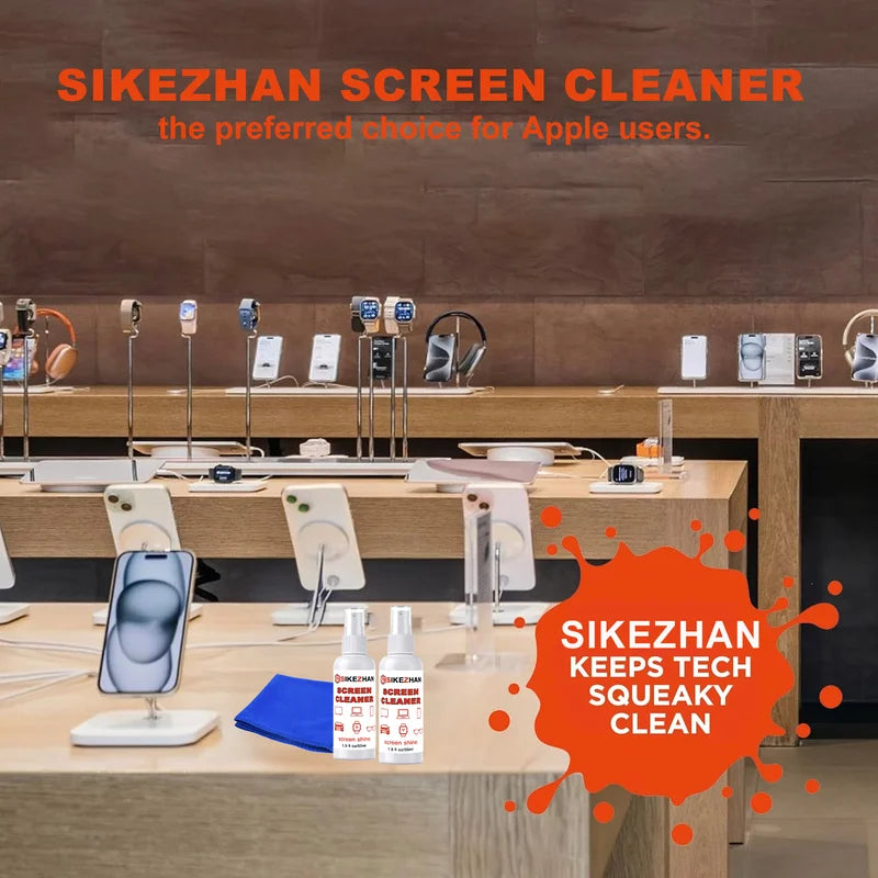 Refillable Screen Cleaner Spray Kit with Microfiber Cloth for Smartphones and Devices