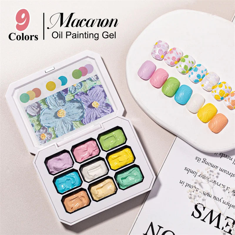 9-Color Solid Nail Gel Kit for UV & LED Nail Art - Long-Lasting, Easy Application