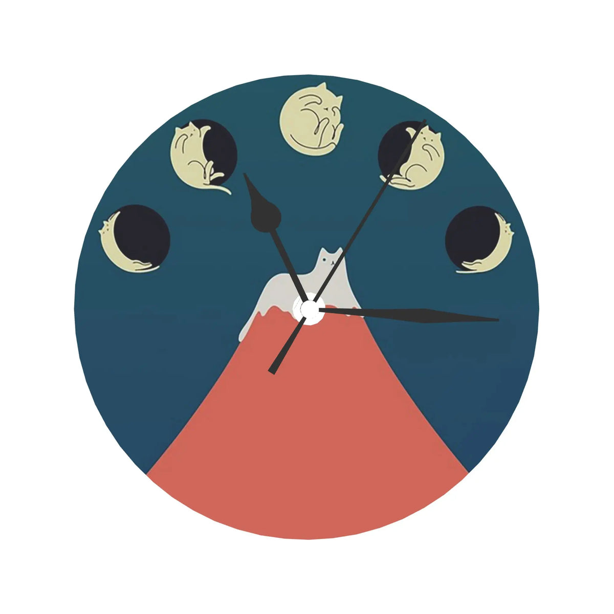 Silent Round Wall Clock for Bedroom Living Room Kitchen Home Decor - Cat Landscape 88