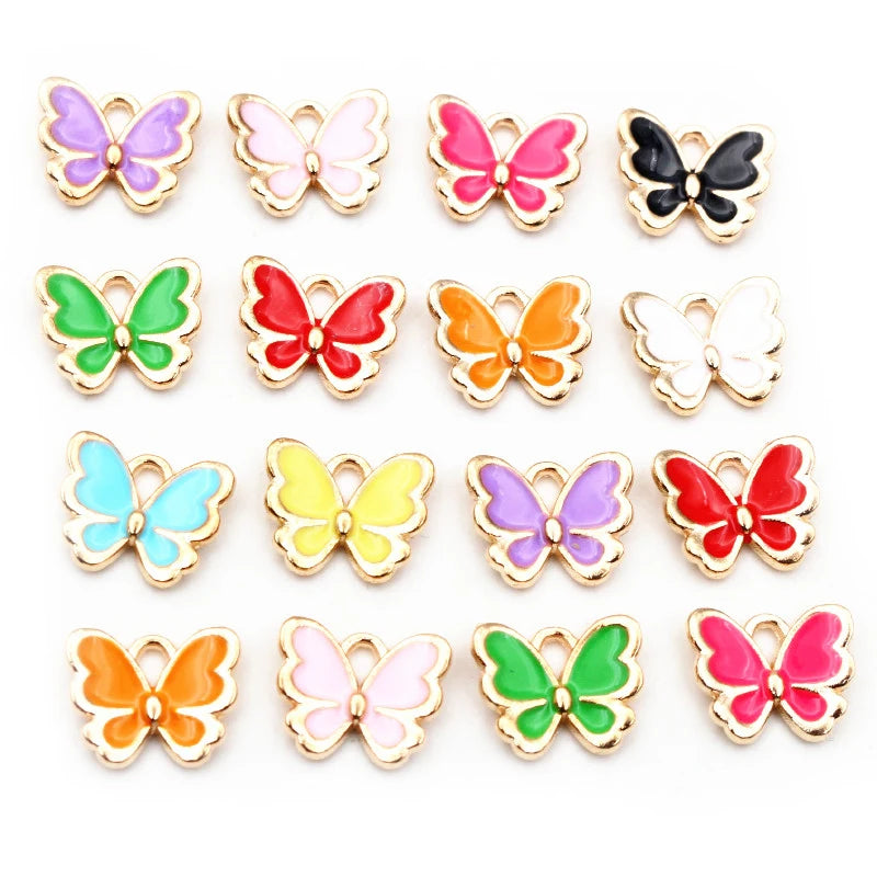 20pcs Butterfly Charms Pendant Enamel Alloy Jewelry Making Accessories