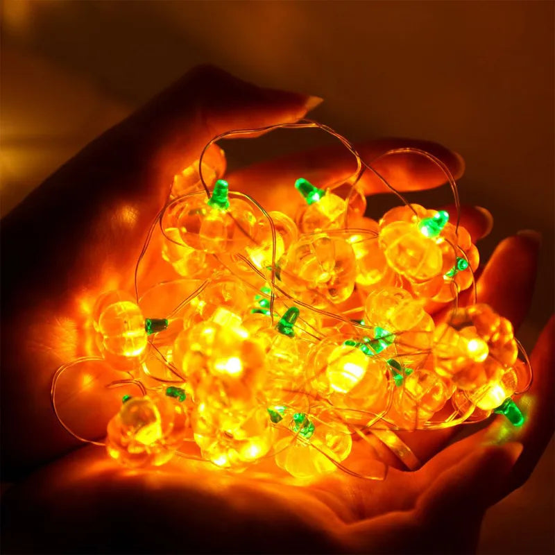 Halloween Pumpkin Eyeballs LED String Lights - USB Portable Indoor Outdoor Decor