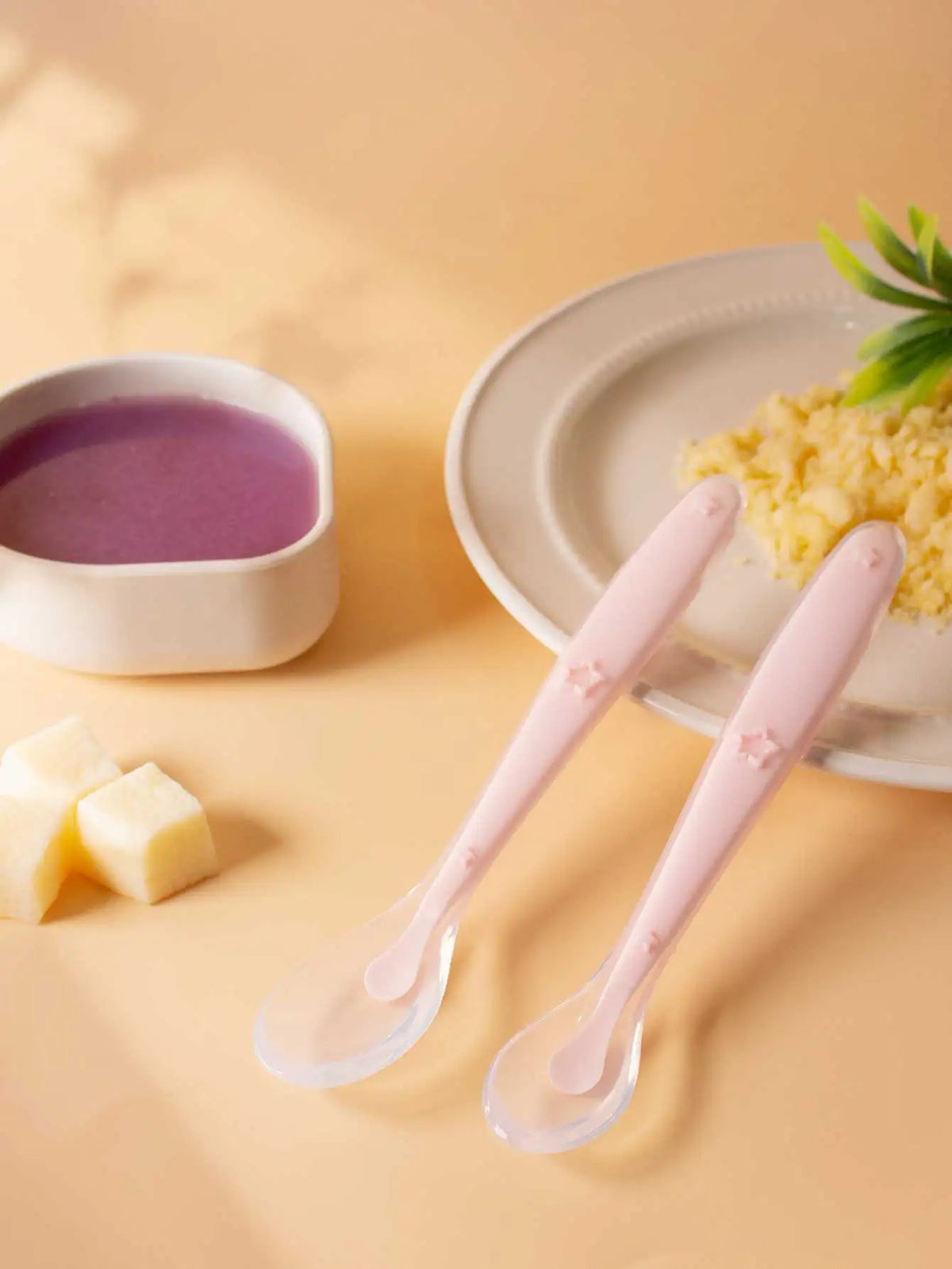 Baby Silicone Spoon Set with Star Pattern - Large & Small Training Spoons for Safe Eating