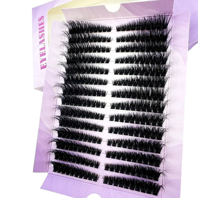 Large Capacity DIY False Eyelash Clusters - Fluffy Volume Cat Eye Lashes 14 Rows