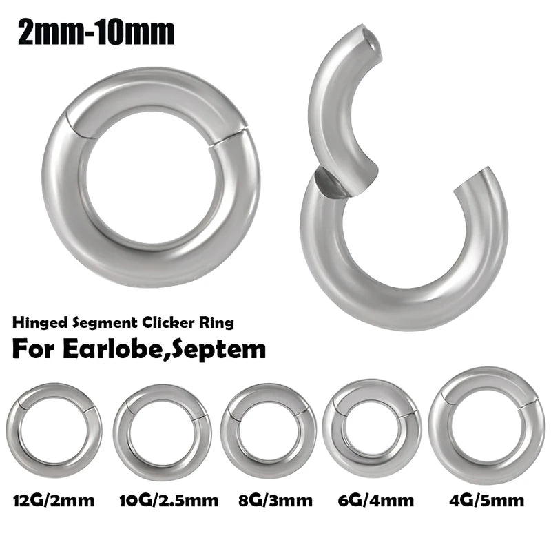 Large Size Septum Clicker Segment Hinged Ring Nose & Ear Piercing Jewelry