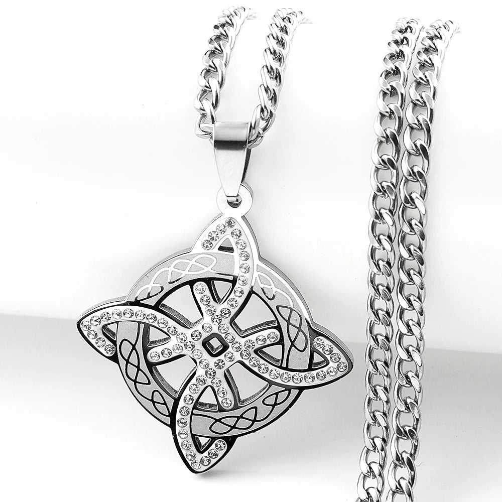 Witchcraft Knot Pendant Necklace for Men Women Stainless Steel Chain Jewelry