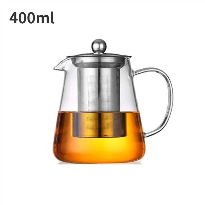Heat-Resistant Borosilicate Glass Teapot with Stainless Steel Infuser 1L - Clear for Loose Leaf Tea