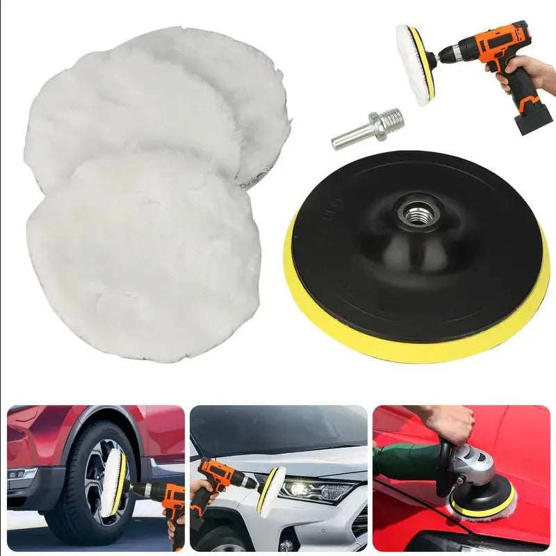 Car Polishing Wool Pads Set - 3 to 7 Inch Buffing Wheel Pads for Auto Paint Care