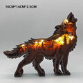 Wooden Animal Figurines with LED Light - Wolf Elk Brown Bear Home Decor
