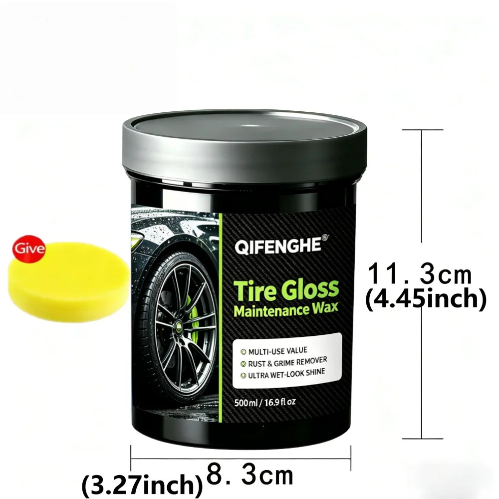 500ml Car Tire Gloss Wax with Rust & Grime Remover - Ultra Wet-Look Shine