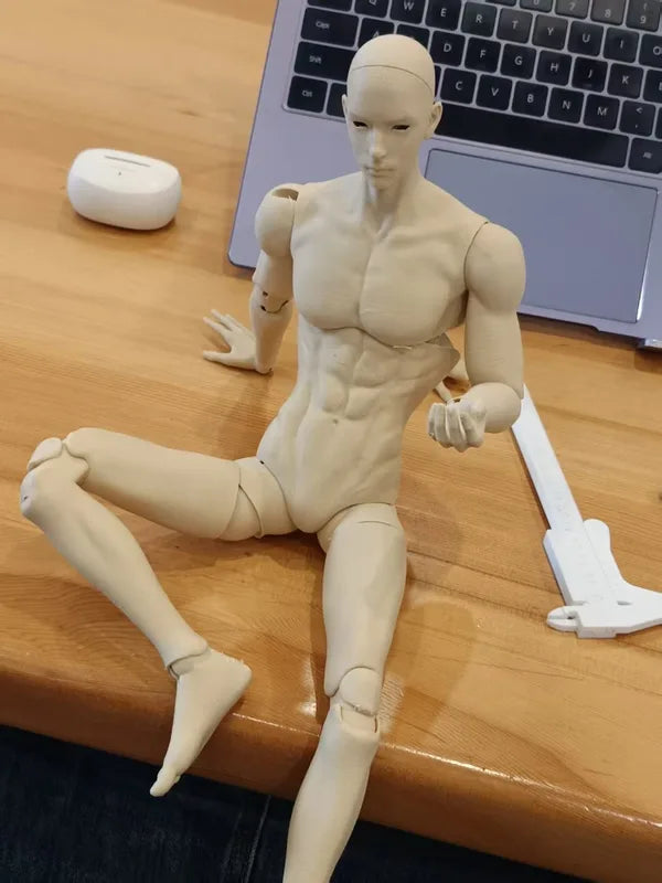 Unpainted Male Human Body Figurine DIY Art Model Multi-Joint Movable Doll
