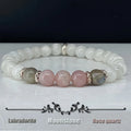 Moonstone Labradorite Rose Quartz Bracelet Calm Spiritual Positive Energy Protection Stress Relief