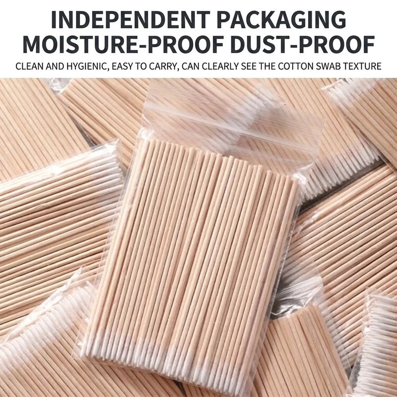 Precision Cotton Swabs for Makeup & Nail Touch-Ups - 100/200/300/500 Pcs