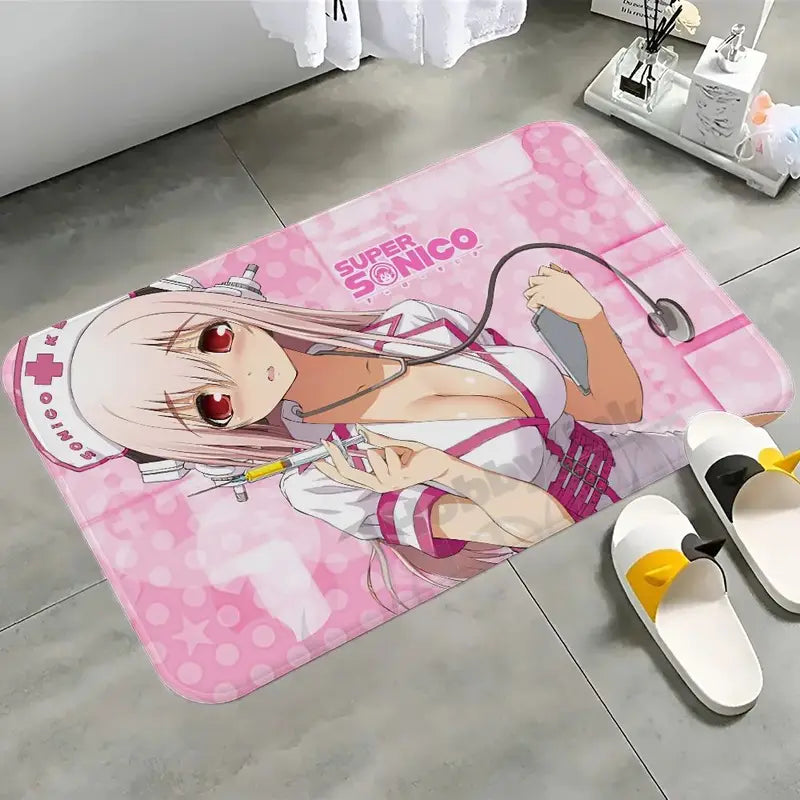 Cute Cartoon Print Washable Non-Slip Rug - Soft Floor Mat for Home & Kids Room