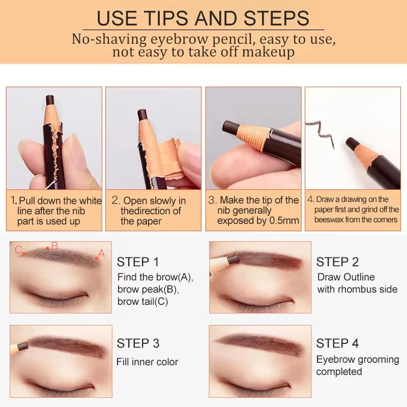 Waterproof Eyebrow Pencil Set - Long Lasting, 12pcs, Ideal for Beginners