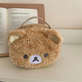 Cute Bear-Shaped Plush Cosmetic Bag with Multi-Compartment Jewelry Organizer - Travel Makeup Storage Pouch