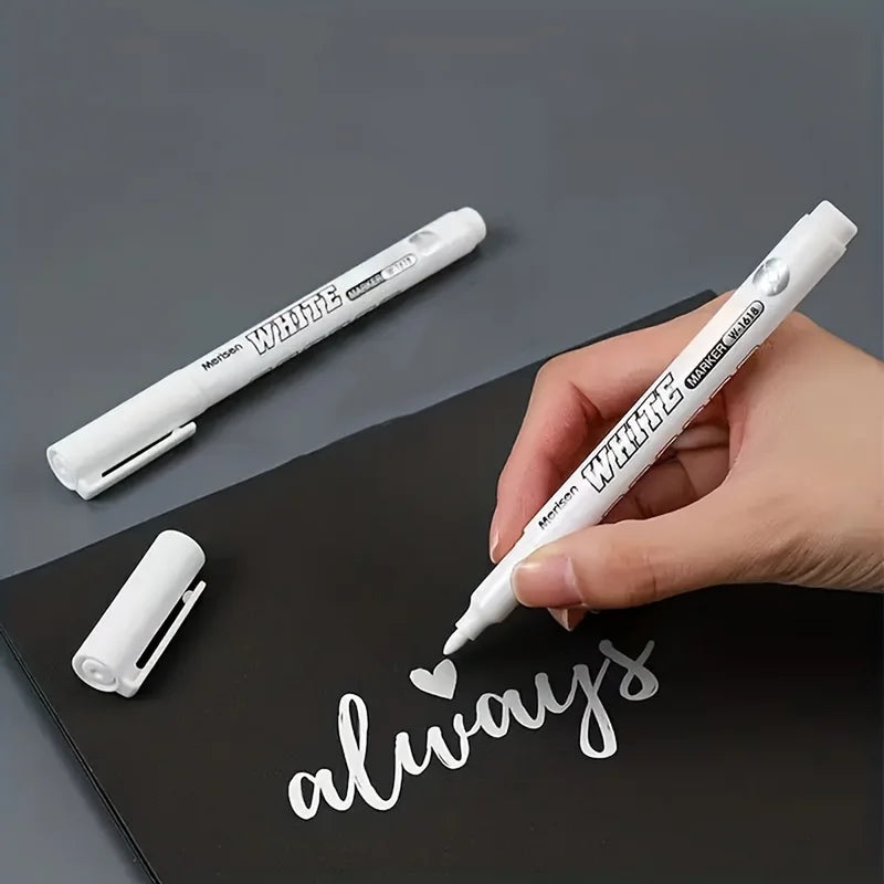 Waterproof White Marker Pen Set for Tire Painting Fabric Wood Leather - Permanent Alcohol Graffiti