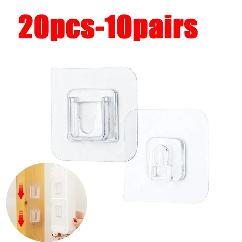 Self-Adhesive Wall Hooks Set – Transparent Strong Mounting Fixing Patches for Kitchen Bathroom