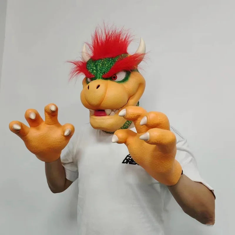 Anime Cartoon Bowser Cosplay Mask and Gloves Set for Halloween Costume Party