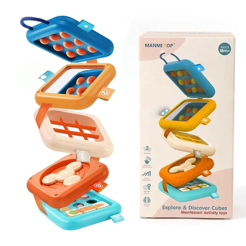 Montessori Baby Activity Cube Sensory Toys Set for 1+ Years - Fine Motor Skills & Educational Play